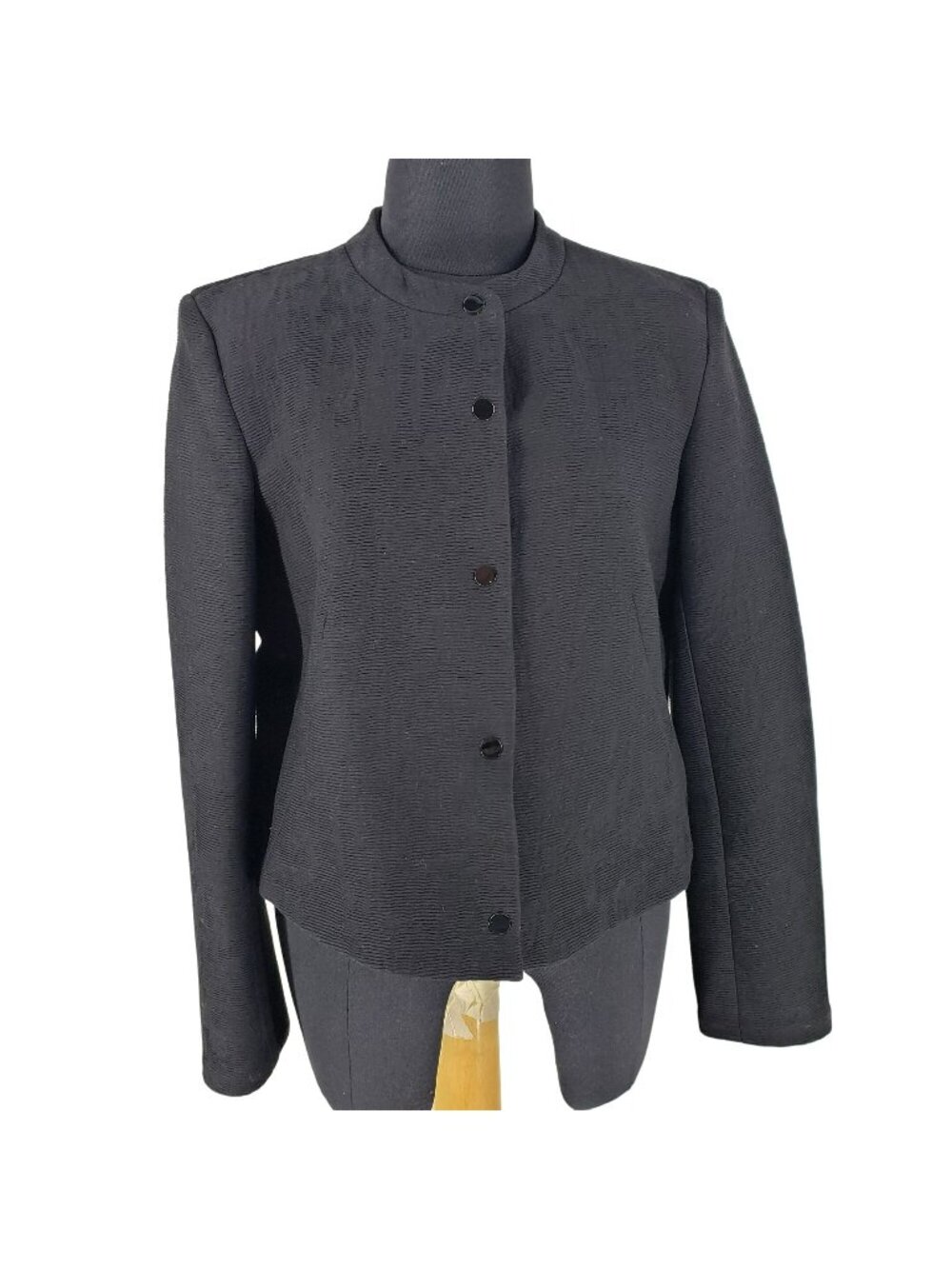 Sandro Paris Black Ribbed Cropped Jacket Minimalist Capsule Wardrobe Classic